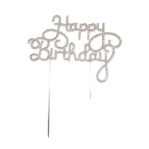 All'ingrosso monogramma cristallo strass Cake Topper buon compleanno Cake Topper festa di compleanno decorazione della torta