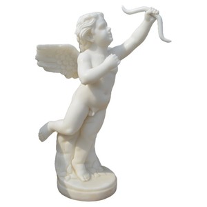 Statua di Cupido Seduto in Marmo Bianco Europeo, Angelo Piccolo con Dito sulle Labbra in Posizione Silenziosa, Ornamento in Pietra Intagliata Personalizzato - Product Image 6