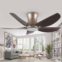 Ventilateur de plafond lumineux LED Eco Hugger électrique avec télécommande, design encastré, utilisation domestique, moteur CC, refroidissement par air, métal