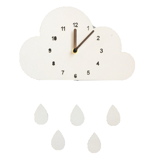 Настенные часы с изображением облаков и капель дождя
