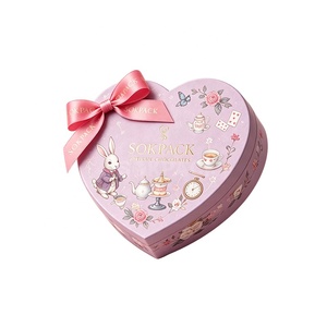 Boîte cadeau rigide personnalisée en forme de cœur pour aliments pour bébés et chocolats, avec insert en plastique noir, ruban en satin, boîte à bonbons pour la Saint-Valentin - Product Image 3