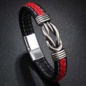 Black and Blue Hand Woven <b>Leather</b> <b>Bracelet</b> with Alloy Magnetic Buckle Christmas Party Gifts - Product Image 1