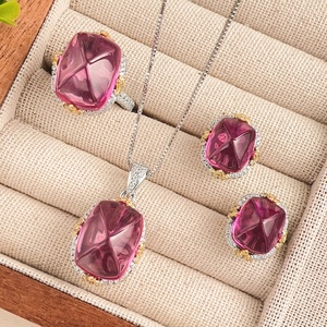 Factory Wholesale Eco-friendly Copper Vintage Oval Cut 12*16/10*12mm Zircon Loaf Pendant <b>Set</b> Big Jewellery <b>Sets</b> Weddings - Product Image 3