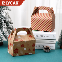 Scatola con Manico in Carta Kraft per Natale, Confezione Regalo per Alimenti, Torte, Caramelle, Biscotti e Pasticceria