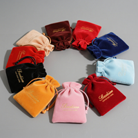 Pochette en velours personnalisée pour bijoux avec cordon de serrage, impression personnalisée, sac cadeau en velours pour bijoux avec logo
