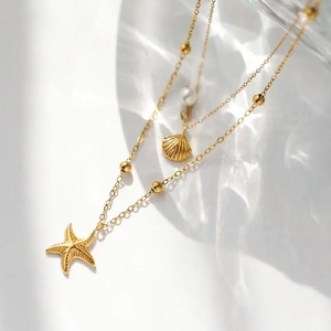 Bijoux de mode modernes, plaqué or véritable 18 carats, acier inoxydable 304, ensemble minimaliste étoile étoile de mer géométrique pour femmes, à porter au quotidien - Product Image 5