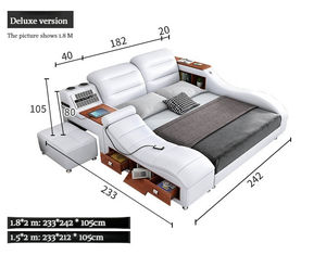เตียงทาทามิห้องนอนใหญ่ เตียงหนังนวดแบบเรียบง่ายทันสมัย เตียงคู่อัจฉริยะอเนกประสงค์พร้อมที่เก็บของ เตียงหนังศิลปะสำหรับงานแต่งงาน - Product Image 5