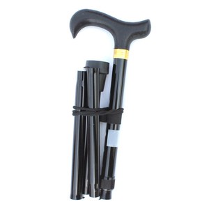 Curved Handle Aluminum Alloy Folding Cane Thickened Telescopic <b>Walking</b> <b>Stick</b> For Elderly Outdoor Use Black - Product Image 4