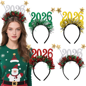 Fasce per Capelli Digitali per <span class=keywords><strong>Capodanno</strong></span> 2026, Decorazioni per Feste Natalizie, Fasce Fotografiche con Strisce Colorate a Stella - Product Image 1