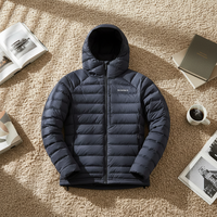 Veste d'hiver personnalisée pour homme grande taille en toile matelassée coupe-vent imperméable en nylon avec fermeture éclair, coupe-vent à capuche brodé