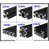 Profilé en aluminium V-Slot noir 2020 2020N1 2040 2040N1 2060 2080 4040 4080 20100, norme européenne, pour imprimante 3D, rail DIY, cadre