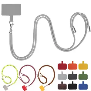 Knitting Mobile Phone Polyester Lanyard Adjustable Neck Crossbody Cell Phone Lanyard with Card