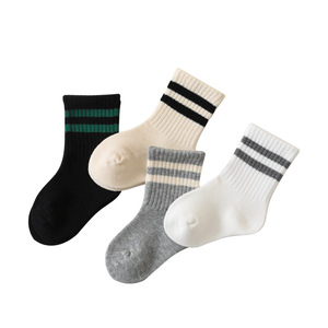 Chaussettes mi-hautes rayées pour bébé, à barres parallèles, décontractées, confortables, de haute qualité, en coton, pour tout-petits et enfants - Product Image 1