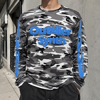 T-shirt Yingling 3D en coton gaufré à manches longues, style streetwear, avec logo imprimé camouflage en relief, graphique personnalisé, ODM, coupe ample