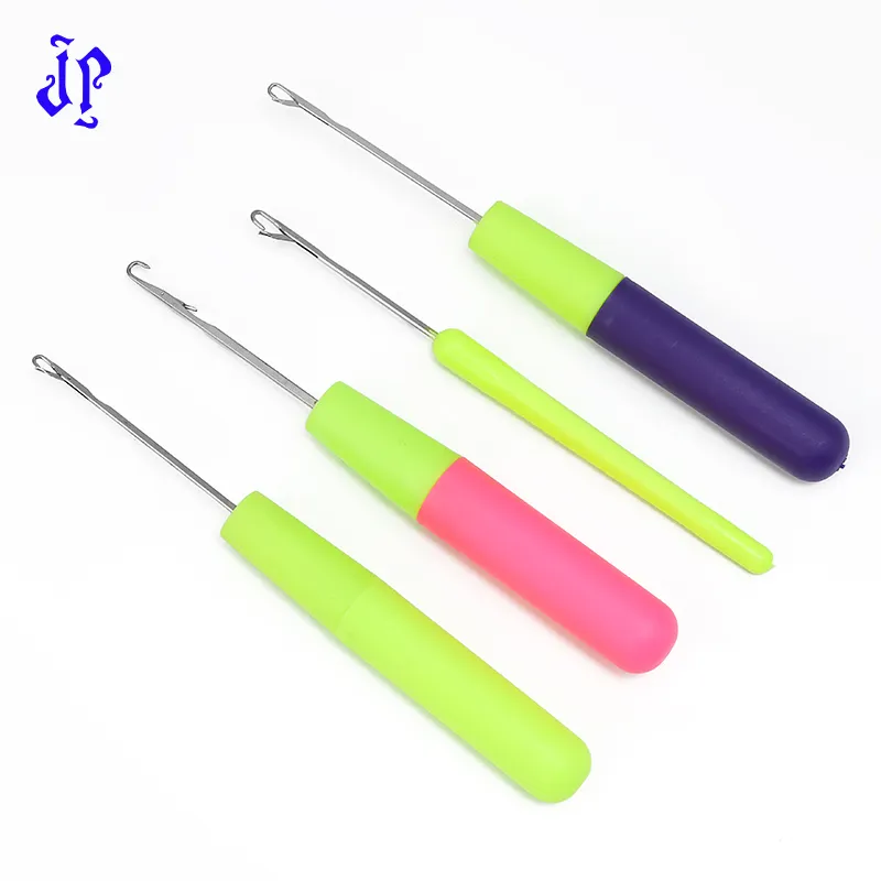 JP Crochet Trava Gancho Peruca Fazendo Ferramentas Plastic Handle Knitting Tool Agulhas de cabelo Crochet Gancho Com Língua