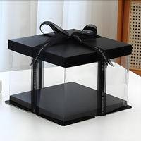 Vente flash : boîte à gâteau en plastique PET transparent carrée blanche de 4 pouces pour le stockage et l'exposition de divers gâteaux pour anniversaire, mariage