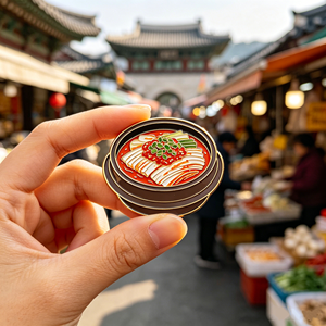Imán de nevera metálico 3D personalizado, diseño de comida deliciosa de Corea del Sur, recuerdo de viaje, pegatina magnética esmaltada, artesanía coleccionable, al por mayor - Product Image 5