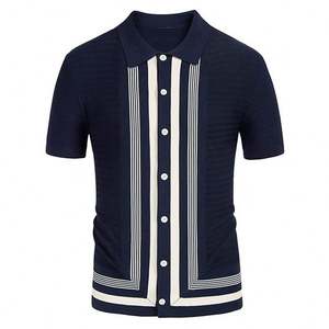 <span class=keywords><strong>Polo</strong></span> da <span class=keywords><strong>uomo</strong></span> 2026 a maniche corte vestibilità ampia, stile casual elegante con motivo a righe, nuovo modello estivo popolare e alla moda - Product Image 4