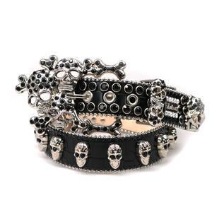 Cinturón de Lujo con Calaveras y Pedrería para Hombre y Mujer, Estilo Y2K Gótico Punk, Cinturón de Cuero PU con Calaveras y Cristales, Cinturón Brillante con Diamantes - Product Image 3