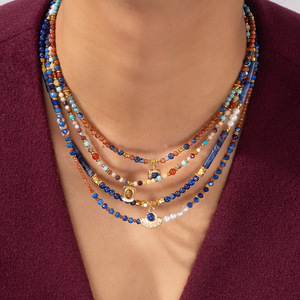 2025 luxe naturel Lapis Lazis en acier inoxydable pendentif perle d'eau douce perle bijoux de <span class=keywords><strong>mode</strong></span> pour les femmes - Product Image 1