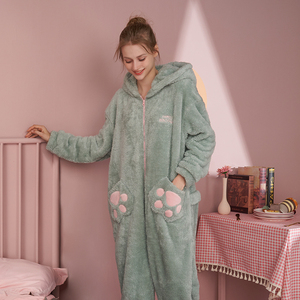 Winter Fashion Womens Cute <strong>Onesie</strong> Pajamas Hooded Casual <strong>Couple</strong> Sleepwear Coral Fleece <strong>Onesie</strong> - Product Image 3