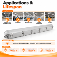 Luminaire LED Tri-Proof 1500mm IP66 IK08 31W-55W 160 Lm/W, Raccordable, Étanche, pour Entrepôt et Garage