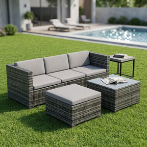 Set di Mobili da Giardino Modulari in Rattan PE, Divano Angolare da <span class=keywords><strong>Esterno</strong></span> di Lusso Impermeabile in Vimini per Soggiorno - Product Image 3