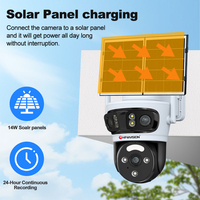 Caméra de sécurité solaire PTZ Ultra HD AOV 4G avec enregistrement 24h/24, panneau solaire, réveil à distance mobile, surveillance extérieure pour ferme, 6MP