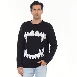 Custom <b>Men's</b> Winter Sweater with Jacquard <b>Pattern</b> 100% Cotton <b>Jumper</b> Crew Neck Pullover with OEM/ODM LOGO - Product Image 2