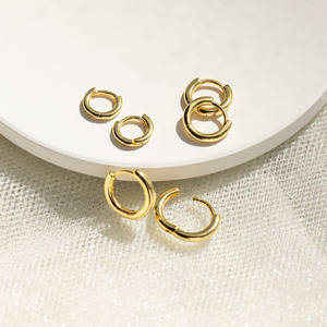 Moda cz joyería de las mujeres joyería de moda pulido de alta mínimo pendiente de aro - Product Image 3