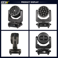 Projecteur LED mobile Bee Eye 19x40W RGBW 4-en-1 DMX512 avec zoom et anneau halo pour spectacles sur scène