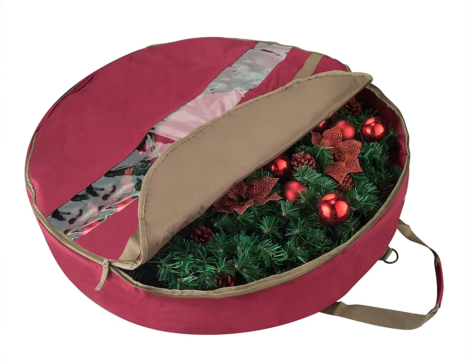 Рождественский венок, сумка для хранения с прозрачным окошком, идеальная Праздничная Рождественская сумка для хранения