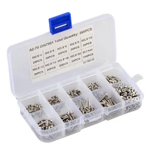 assorted screws bolts Suppliers-360pcs stainless steel 304 DIN7991 countersunk head hexagon socket bolt and nut combination set