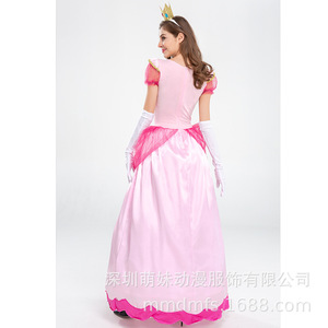 Costume de princesse rose pour femmes, robe de cosplay avec couronne et gants, tenue de fête sur scène - Product Image 5