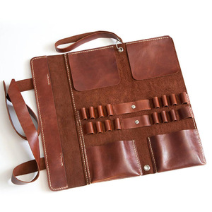 Customized PU leather makeup brush set, brush <b>bag</b>, portable folding <b>roll</b> <b>bag</b>/<b>tool</b> <b>bag</b>. - Product Image 2