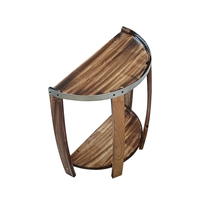 Table basse moderne en chêne massif, table d'appoint de 23,6 pouces, design baril à vin, faite à la main, portable, écologique, durable, avec rangement