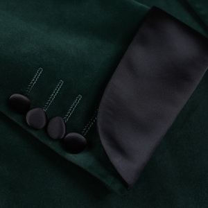 Chaqueta elegante de <span class=keywords><strong>terciopelo</strong></span> Esmeralda para <span class=keywords><strong>hombre</strong></span>, Chaqueta de traje con solapa en pico de un solo pecho - Product Image 4