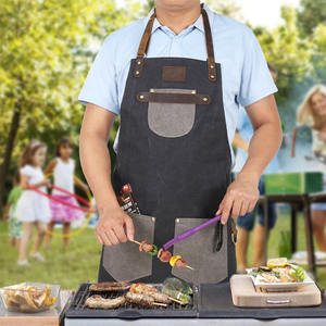 Delantal de trabajo de algodón de lona de cuero curtido vegetal de alta calidad para artistas femeninas, salones de belleza para hombres, baristas, panaderos - Product Image 2
