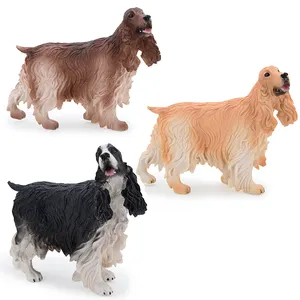 Hand Painting Realistic Animal Action Large Figures American Cocker Spaniel Figurines Model Educational Toy Cake Toppers Custom