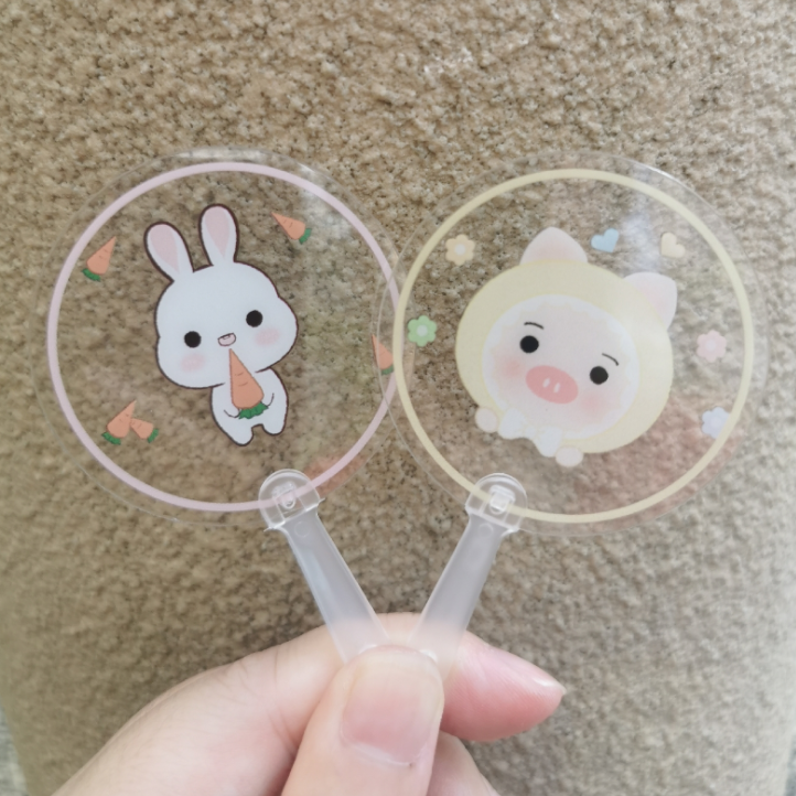 Пользовательский пластиковый прозрачный мини-вентилятор Kpop с ручным держателем