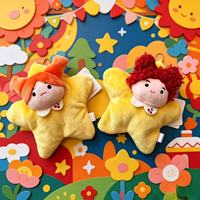 Gantungan Kunci Boneka Bintang Kuning Kawaii Aneka Gaya Rambut Grosir, Aksesoris Tas Boneka Lembut, Mainan Boneka