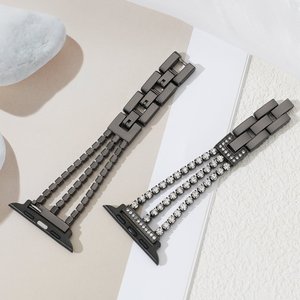 Reloj inteligente de tira de Metal de lujo Street Fashion Diamond Girls para <span class=keywords><strong>Apple</strong></span> <span class=keywords><strong>Watch</strong></span> 8 7 6 SE 5 <span class=keywords><strong>4</strong></span> 49mm 45mm 44mm 42mm <span class=keywords><strong>38mm</strong></span> Band - Product Image 1