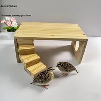 Cachette pour hamster en bois massif doré, habitat à deux étages détachable, table, plateforme d'alimentation pour poulets, rectangle, toutes saisons