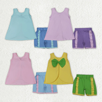 Longlv Boutique Toddler Girls Summer Casual 2-Piece Cotton Clothes Sleeveless <strong>Tops</strong> and Ruffle Shorts Outfits with Big <strong>Bow</strong>