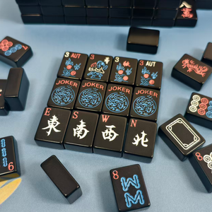 Luxury Custom High Quality Modern American Mahjong Set-Portable 166pcs 1.18" Black Melamine Tiles for <b>Entertainment</b> - Product Image 6
