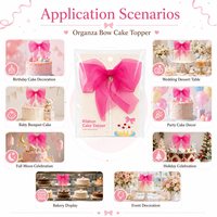 Décoration de gâteau personnalisée en organza doux, délicat et durable, avec ruban transparent pour les fêtes d'anniversaire et de mariage
