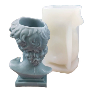 Irrégulier 3D facile Fine classique Religion tête <span class=keywords><strong>de</strong></span> David Statue forme Silicone moule pour bricolage ciment résine fleur Vase bougeoir - Product Image 4