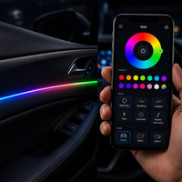 Kit d'éclairage d'ambiance pour voiture, LED acrylique RGB, synchronisation musicale, contrôle par application, décoration intérieure, logo personnalisé, vente en gros