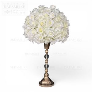 Centre de <span class=keywords><strong>table</strong></span> élégant en roses de soie blanches pour les tables de <span class=keywords><strong>mariage</strong></span>, arrangement de vase décoratif romantique rustique, <span class=keywords><strong>décoration</strong></span> florale artificielle - Product Image 1