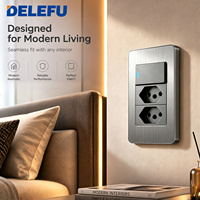 Prise murale modulaire DELEFU en acier inoxydable, prise brésilienne 20A 250V avec indicateur LED, charge rapide USB Type C
